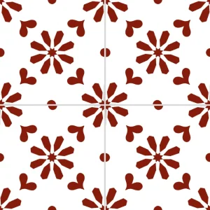carrelage carreaux de ciment décors véritable authentique sol murs cuisine salle de bain intérieur blanc rouge fleur azulejos