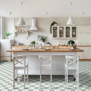 carrelage carreaux de ciment décors véritable authentique sol murs cuisine salle de bain intérieur blanc vert fleur azulejos