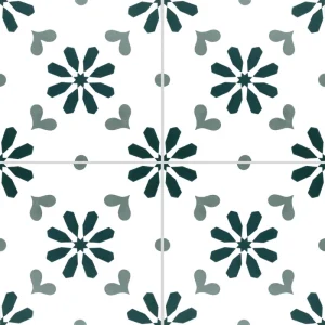 carrelage carreaux de ciment décors véritable authentique sol murs cuisine salle de bain intérieur blanc vert fleur azulejos
