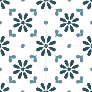 carrelage carreaux de ciment décors véritable authentique sol murs cuisine salle de bain intérieur blanc bleu fleur azulejos