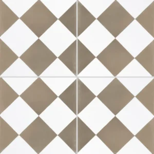Carreau ciment CARODECO 310-1 motif damier gris et blanc losanges style doux et naturel