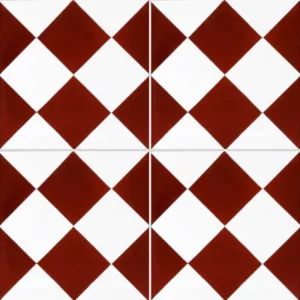 Carreau de ciment CARODECO référence 310-2 motif losanges rouges et blancs style géométrique