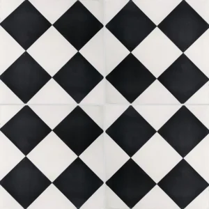 Carreau ciment CARODECO 370-1 motif damier noir et blanc style carreaux anciens classiques