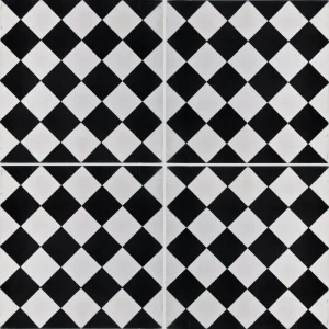 Carreau ciment CARODECO 450-1 motif petit damier noir et blanc petits losanges style rétro graphique