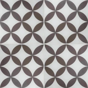 Carreau de ciment CARODECO 7180-1 motif cercles entrelacés gris sur fond blanc style géométrique