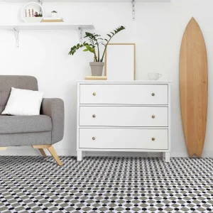 carrelage carreaux de ciment décor authentique sol mur cuisine séjour salle de bain intérieur gris blanc noir géométrique