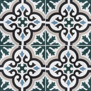 carrelage carreau de ciment décor authentique sol mur cuisine séjour salle de bain intérieur beige vert bleu blanc noir fleur