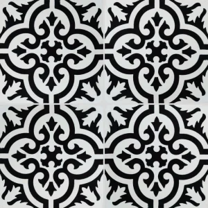Carreau ciment CARODECO 7900-7 motif rétro noir et blanc style carreaux anciens graphique