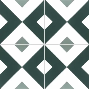 carrelage carreaux de ciment décor authentique sol mur cuisine séjour salle de bain intérieur vert blanc géométrique ethnique