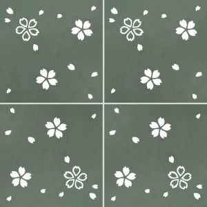 carrelage carreaux de ciment décors véritable authentique sol murs séjour cuisine salle de bain intérieur blanc vert fleur