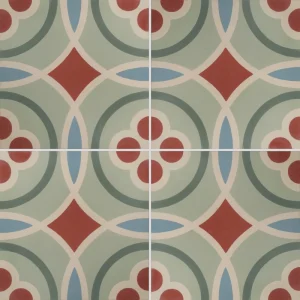 carrelage carreaux de ciment décors véritable sol mur cuisine séjour salle de bain intérieur vert bleu rouge floral arabesque