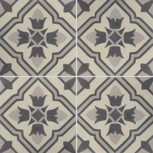 carreau de ciment véritable, teintes naturelles, grises, beiges et anthracites, motif traditionnel et élégant