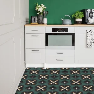 carrelage carreaux de ciment décor authentique sol mur cuisine séjour salle de bain intérieur vert noir design contemporain