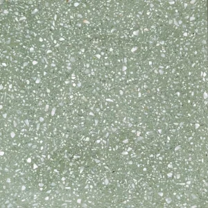 Dalle terrazzo Bianco fondo verde Carodeco avec éclats blancs sur fond vert