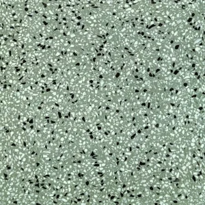 Dalle terrazzo Carrara Nero verde Carodeco avec éclats noirs et blancs sur fond vert