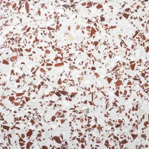 Terrazzo MARS Carodeco fond blanc avec éclats terracotta et beige pour sol et mur intérieur design
