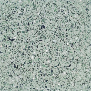 Terrazzo PP17 Carodeco fond vert avec éclats de marbre blanc, vert clair et foncé pour sol et mur intérieur moderne