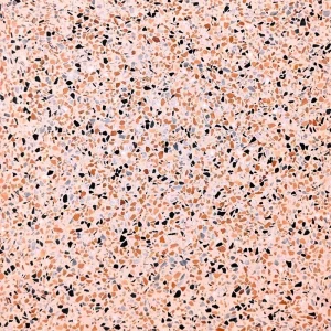 Carrelage terrazzo Carodeco beige rosé avec éclats noirs blancs et terracotta